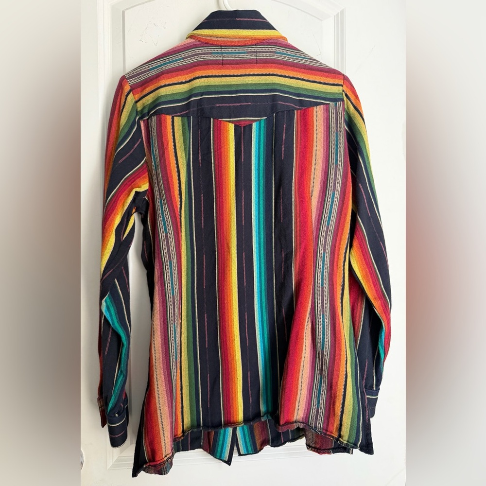 Silverado apparel black serape long sleeve button up shirt L western boho - Picture 3 of 8